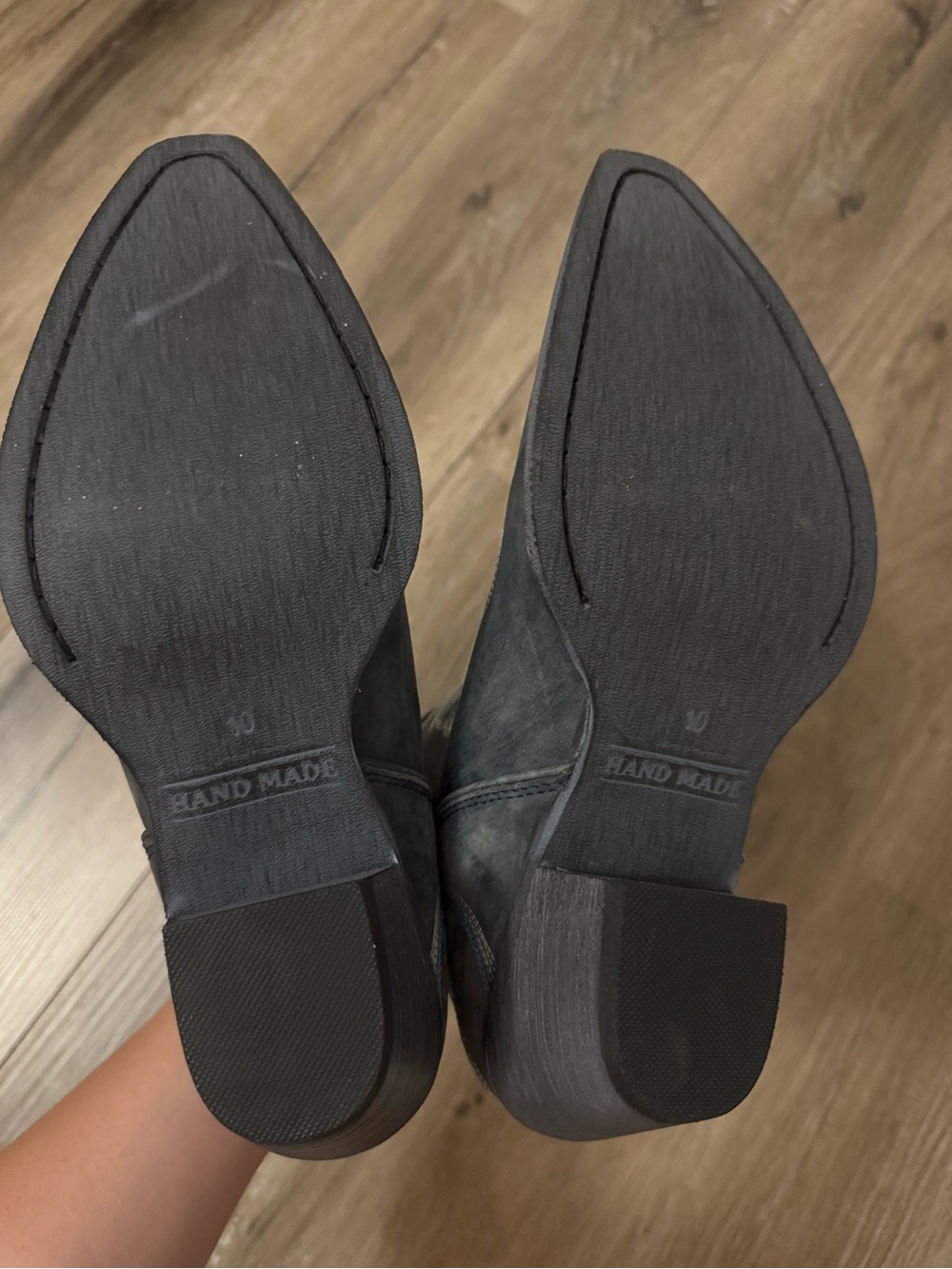 Myra Bag Gray Suede Western Ankle Booties with Embroidered Detail - Picture 5 of 7